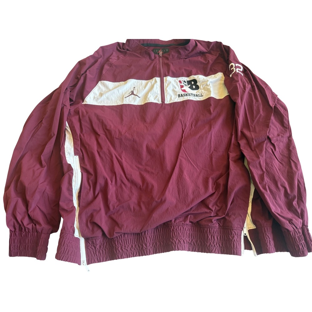 Air Jordan Mens Windbreaker Jacket 2XL Maroon 1/4 Zip Sports Athleisure Training